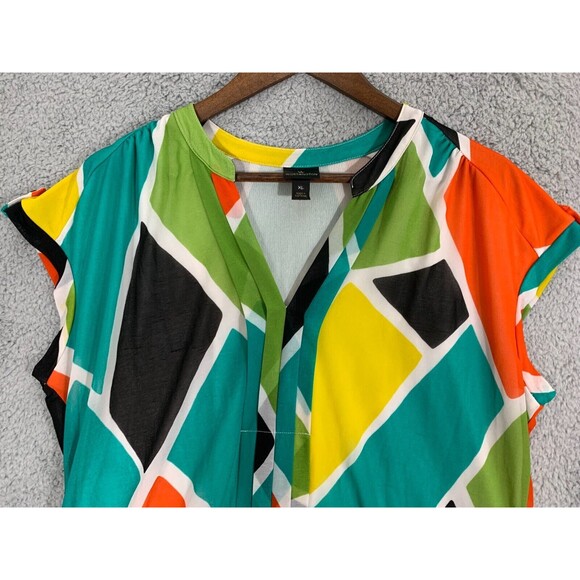 Women's XL Worthington Color Block Sleeveless Lined Pull-over Blouse - Picture 3 of 11